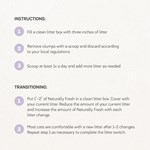 Instructions on how to transition your cat from clay litter to walnut litter.